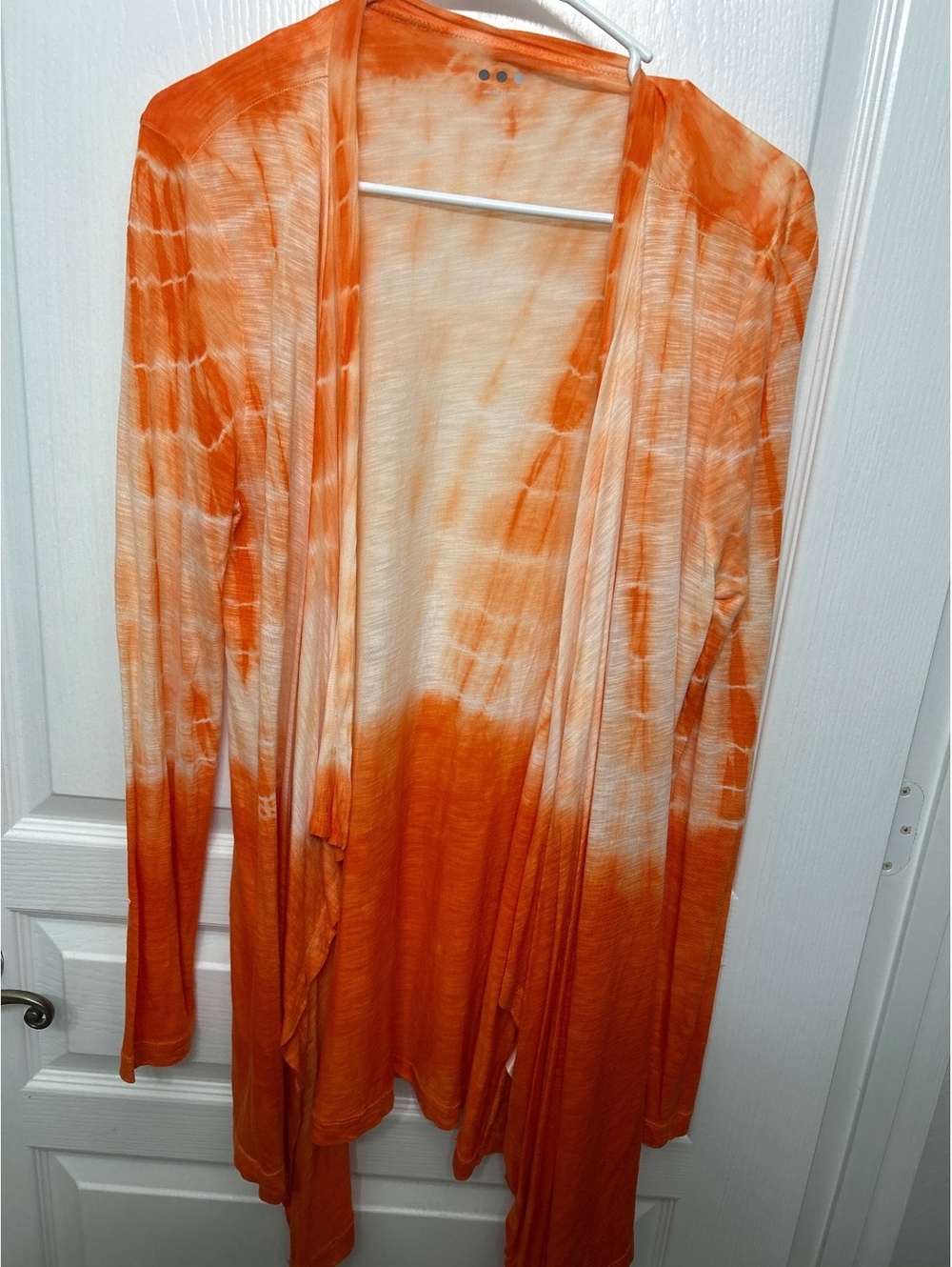 Three Dots Orange Tie-Dye Open Front Cardigan Large
